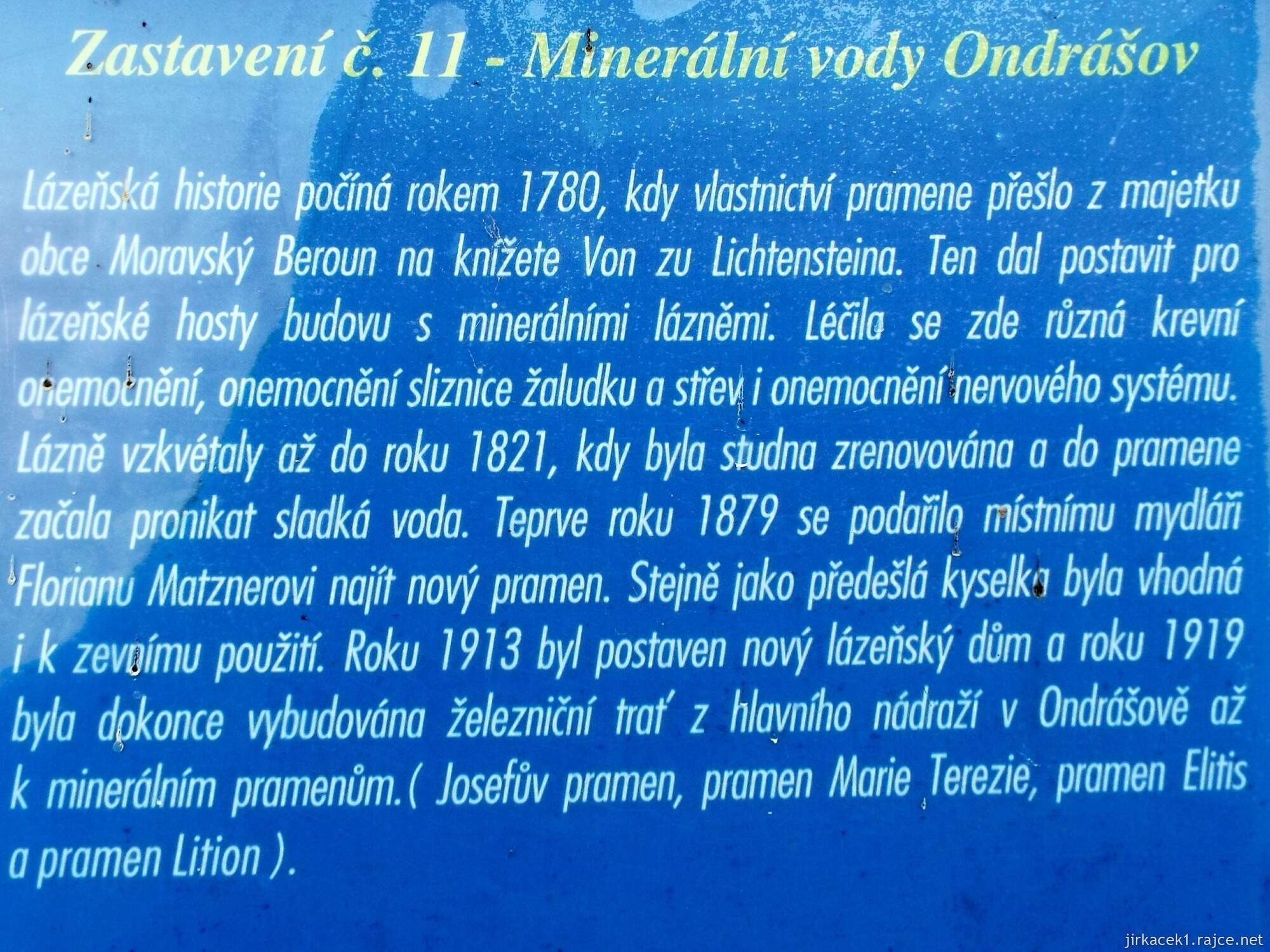 A - Moravský Beroun - pramen Ondrášovka 11 - historie